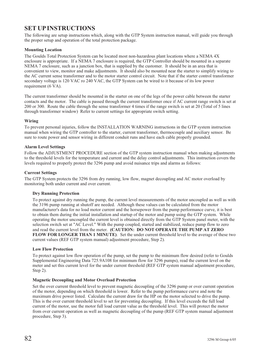 Set up instructions | Goulds Pumps 3296M - IOM User Manual | Page 86 / 92