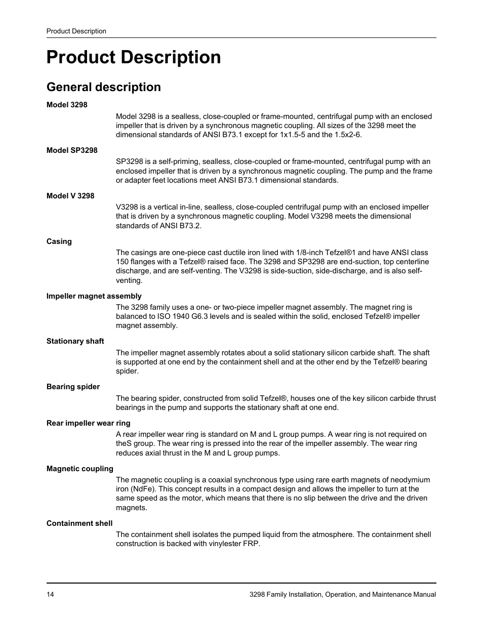 Product description, General description | Goulds Pumps 3298 - IOM User Manual | Page 16 / 120