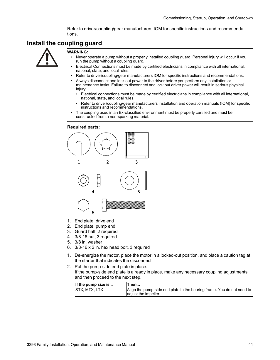 Install the coupling guard | Goulds Pumps 3298 - IOM User Manual | Page 43 / 120