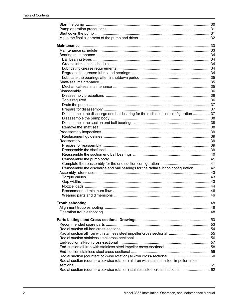 Goulds Pumps 3355 - IOM User Manual | Page 4 / 66