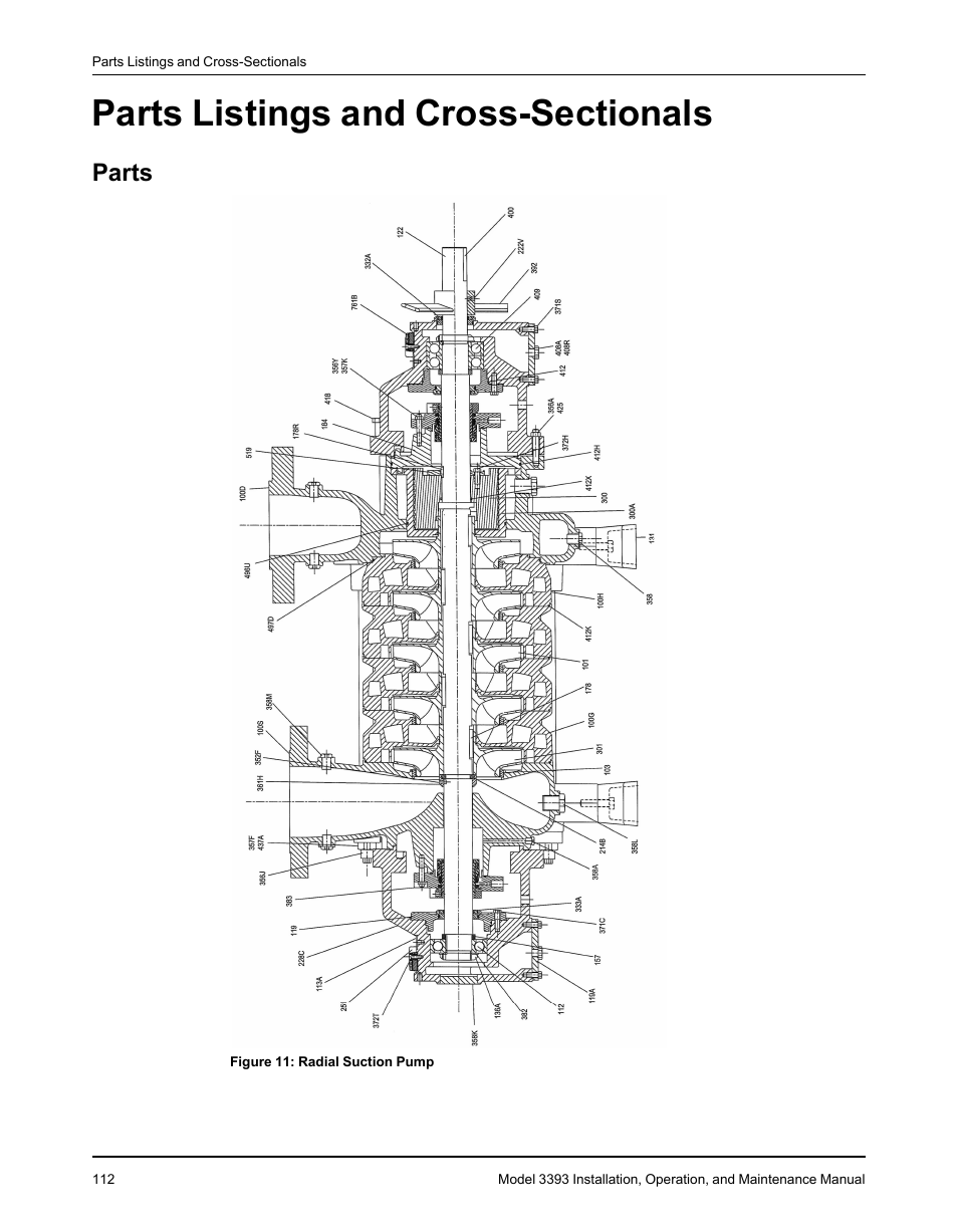 Parts listings and cross-sectionals, Parts | Goulds Pumps 3393 - IOM User Manual | Page 114 / 124