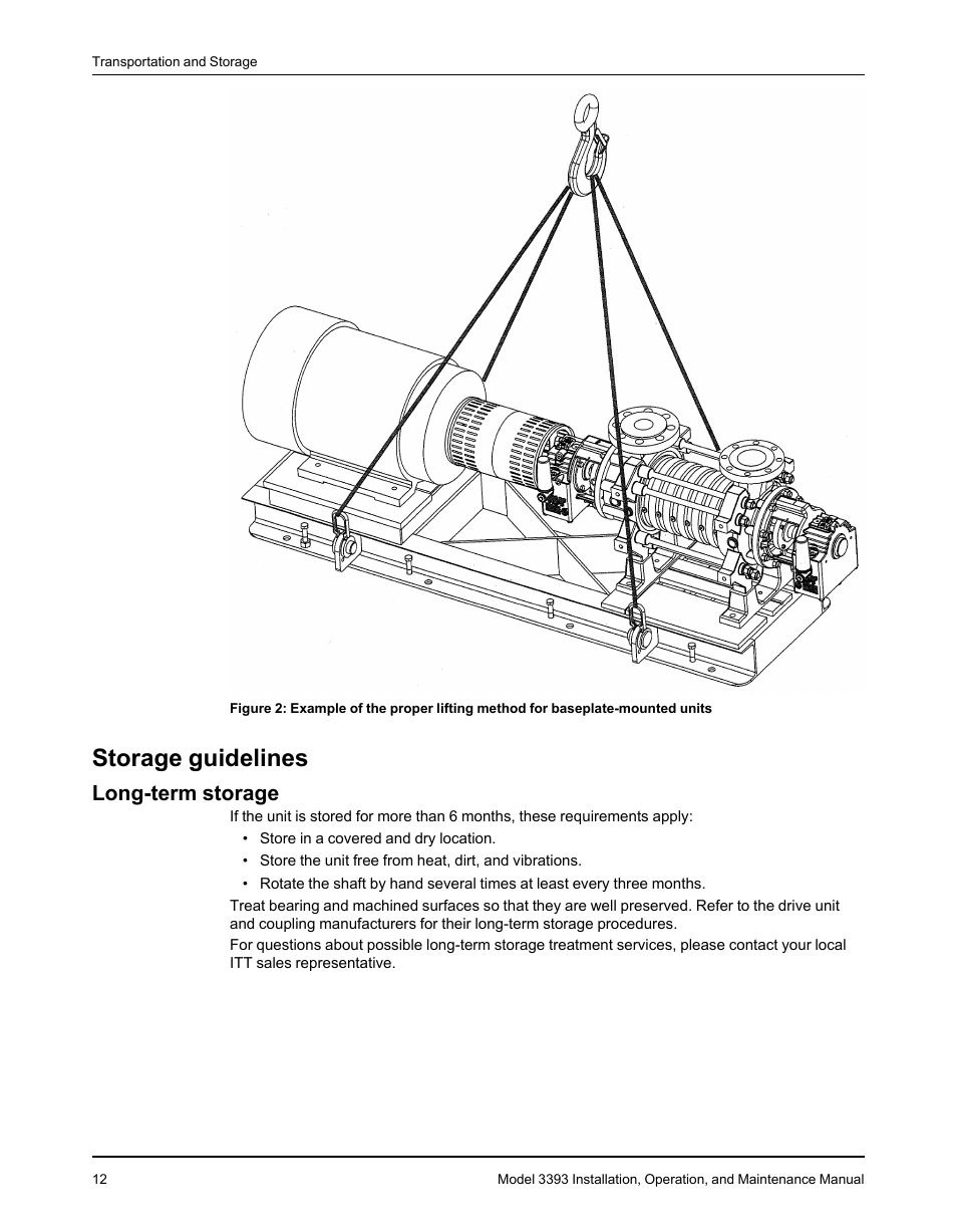 Storage guidelines, Long-term storage | Goulds Pumps 3393 - IOM User Manual | Page 14 / 124