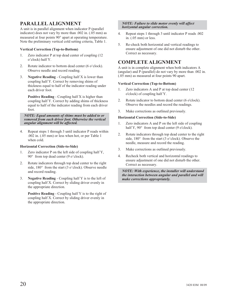 Parallel alignment, Complete alignment | Goulds Pumps 3420 - IOM User Manual | Page 24 / 120