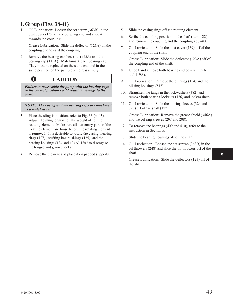 L group (figs. 38-41), Caution | Goulds Pumps 3420 - IOM User Manual | Page 53 / 120