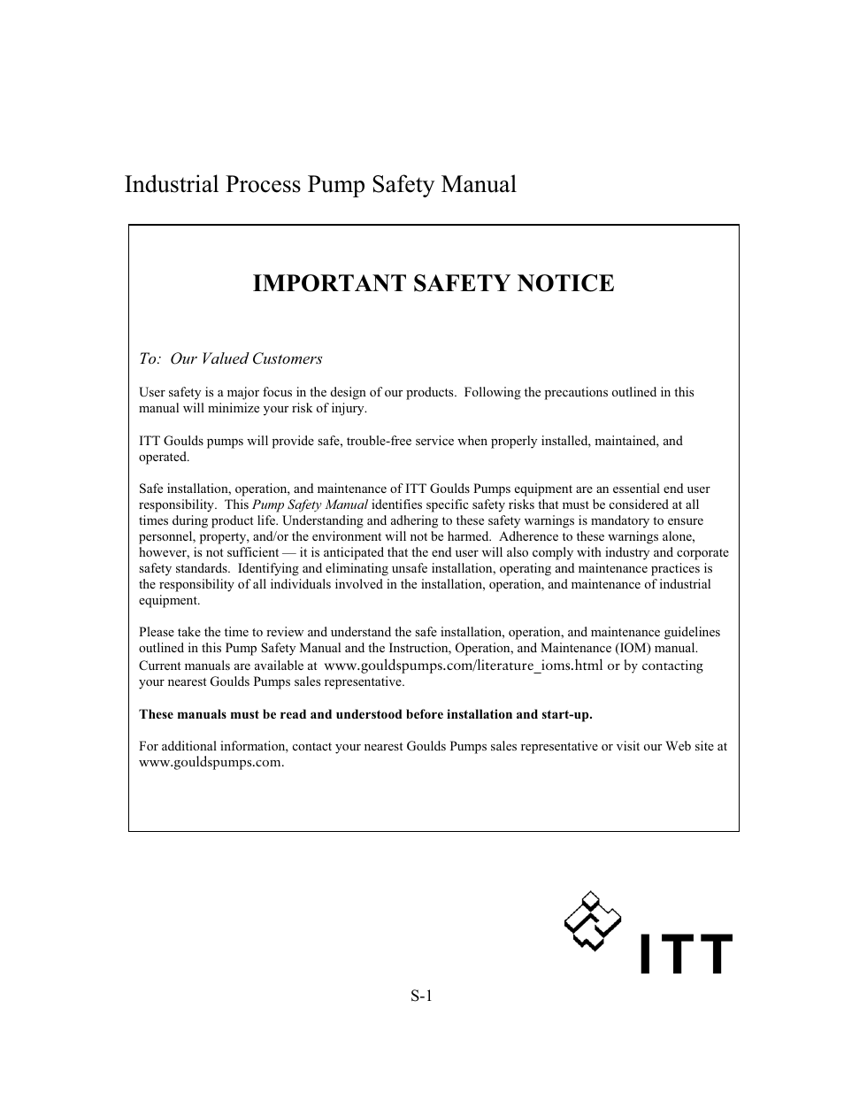 Goulds Pumps 3420 - IOM User Manual | Page 7 / 120