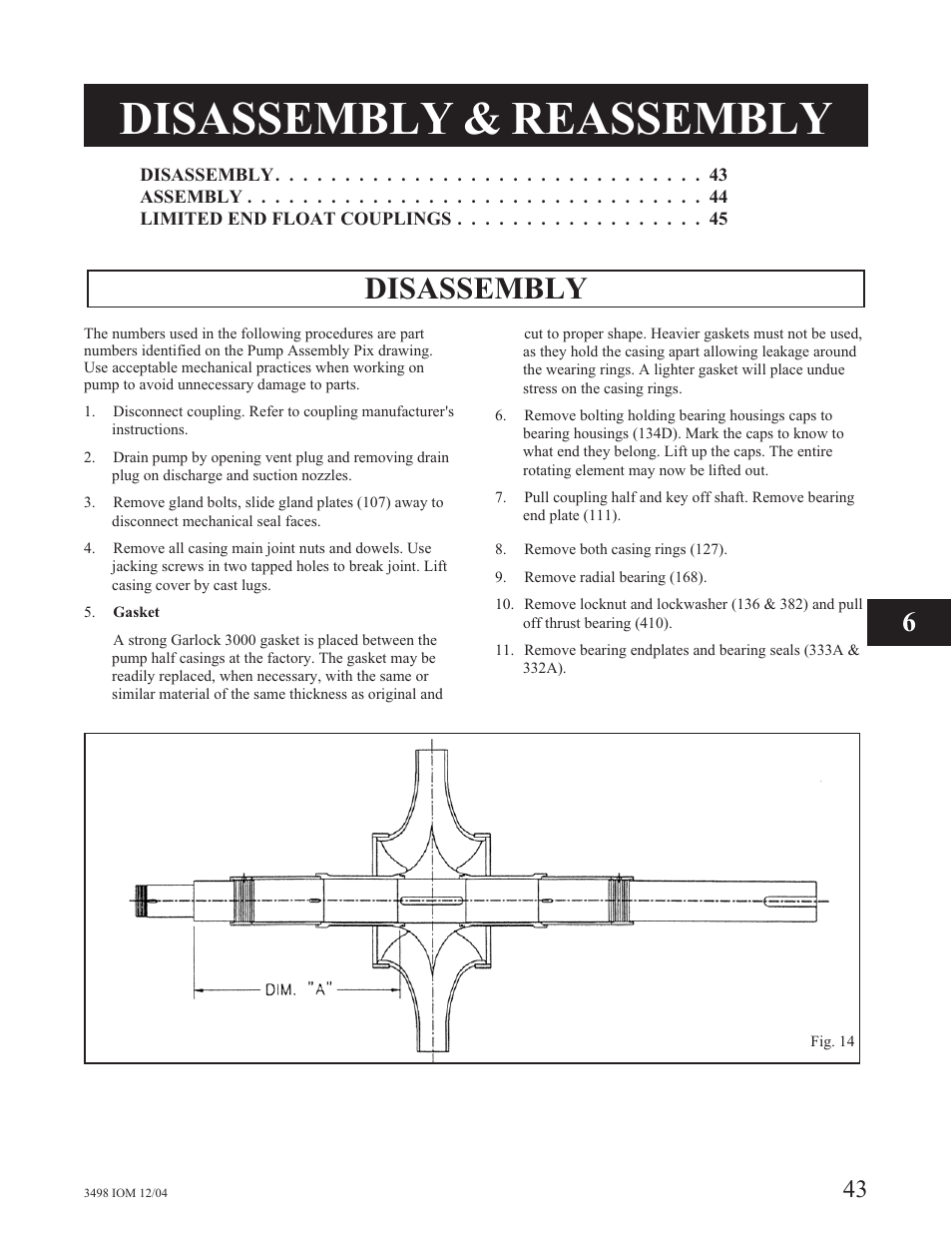 Disassembly / reassembly, Disassembly & reassembly, Disassembly | Goulds Pumps 3498 - IOM User Manual | Page 46 / 59