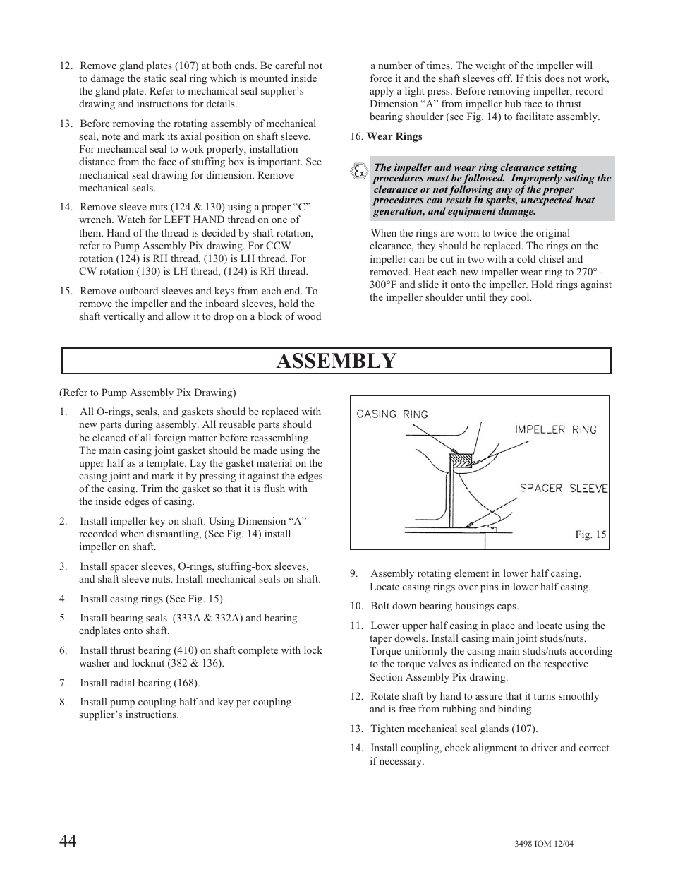 Assembly | Goulds Pumps 3498 - IOM User Manual | Page 47 / 59