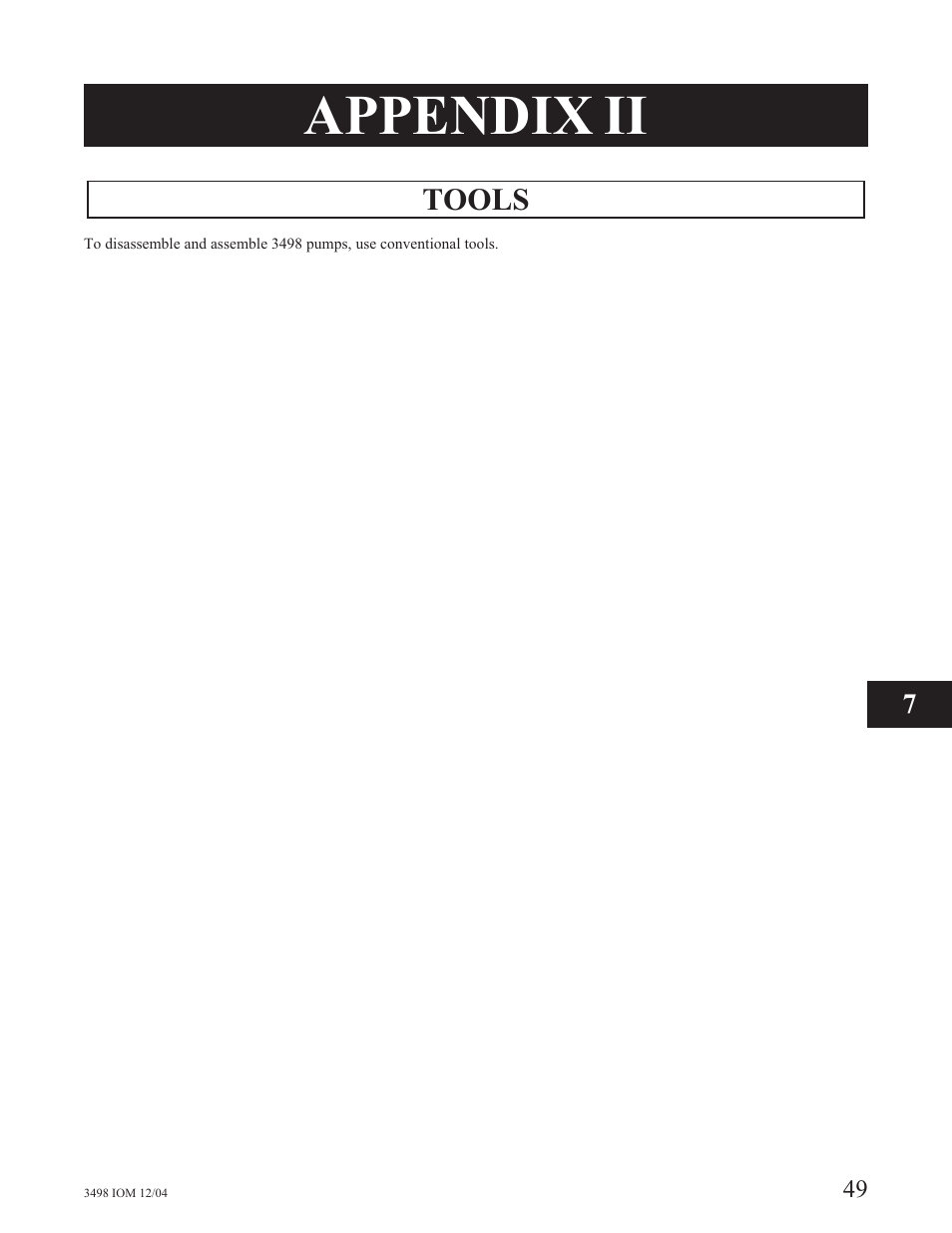 App ii - tools, Appendix ii | Goulds Pumps 3498 - IOM User Manual | Page 52 / 59