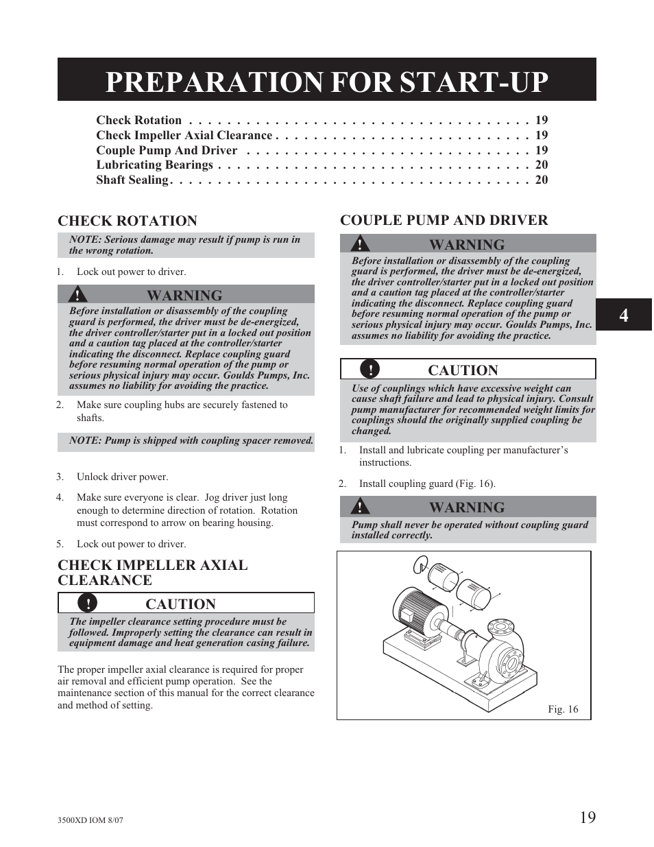 Preparation for start-up | Goulds Pumps 3500XD - IOM User Manual | Page 23 / 44