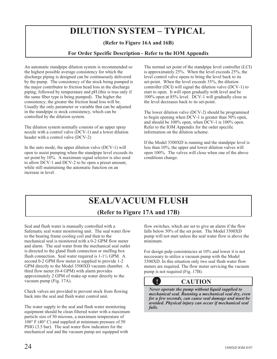 Dilution system – typical, Seal/vacuum flush | Goulds Pumps 3500XD - IOM User Manual | Page 28 / 44