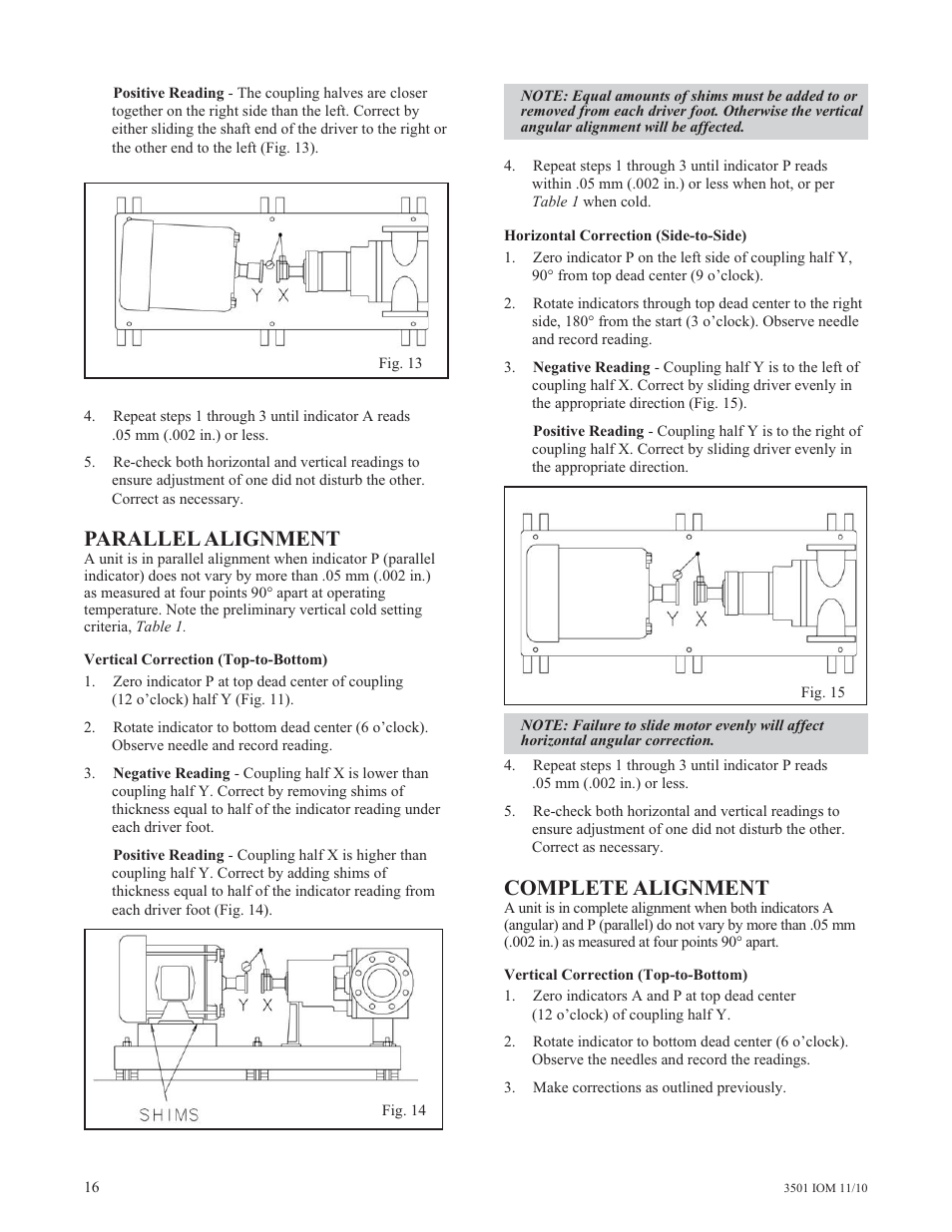 Parallel alignment, Complete alignment | Goulds Pumps 3501 Mixer - IOM User Manual | Page 20 / 48