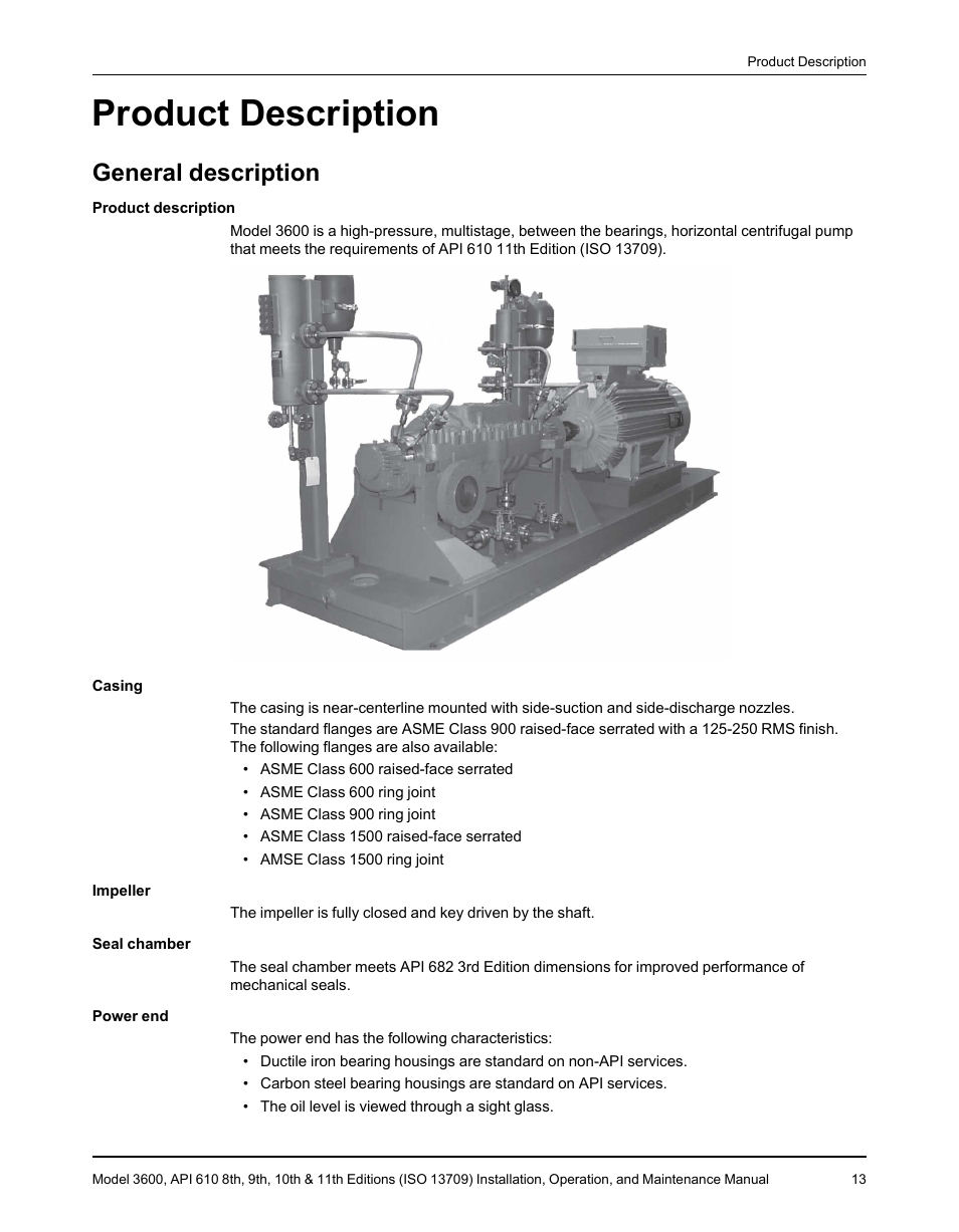 Product description, General description | Goulds Pumps 3600 - IOM User Manual | Page 15 / 110