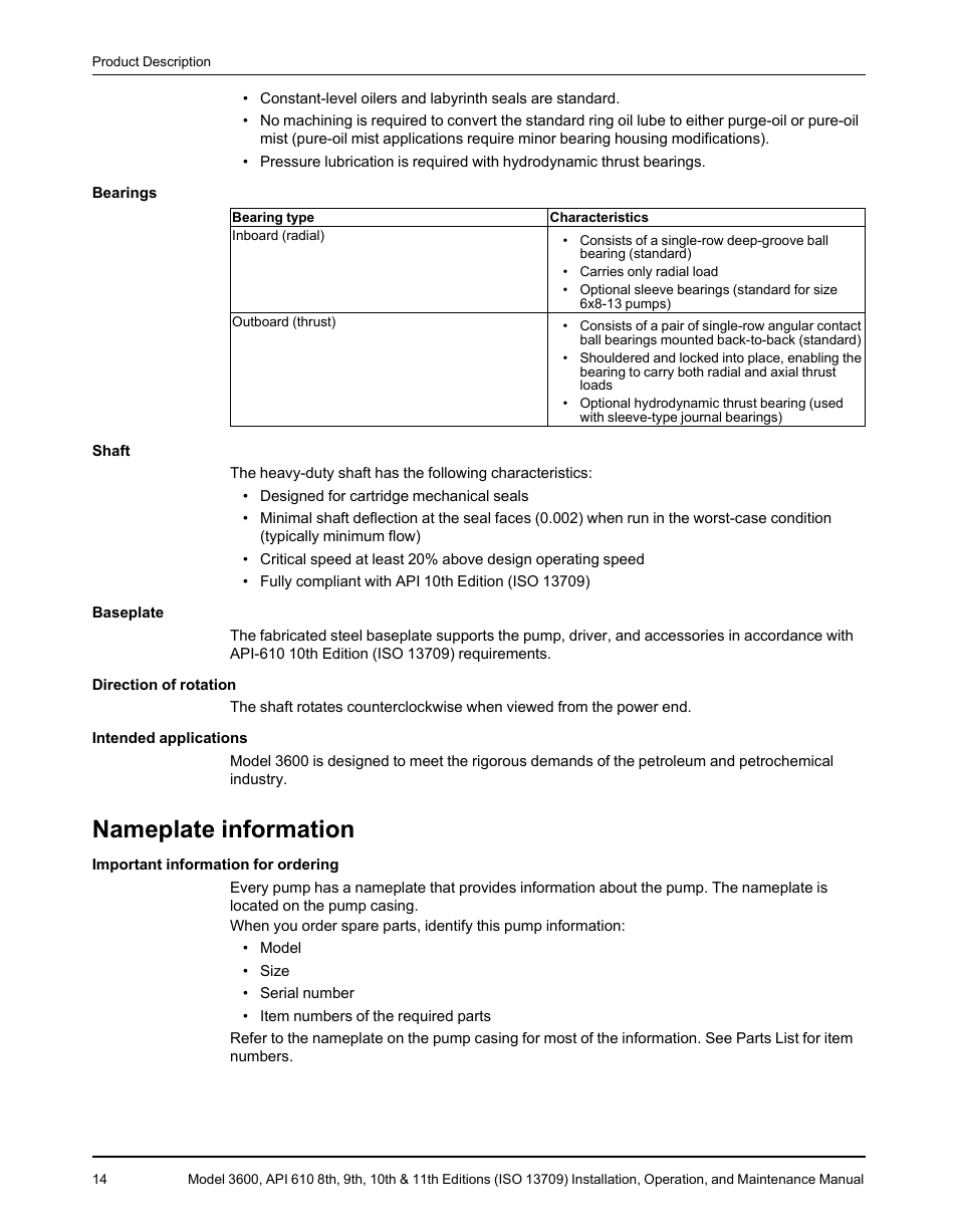 Nameplate information | Goulds Pumps 3600 - IOM User Manual | Page 16 / 110