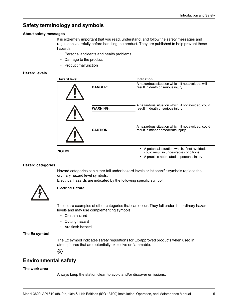 Safety terminology and symbols, Environmental safety | Goulds Pumps 3600 - IOM User Manual | Page 7 / 110