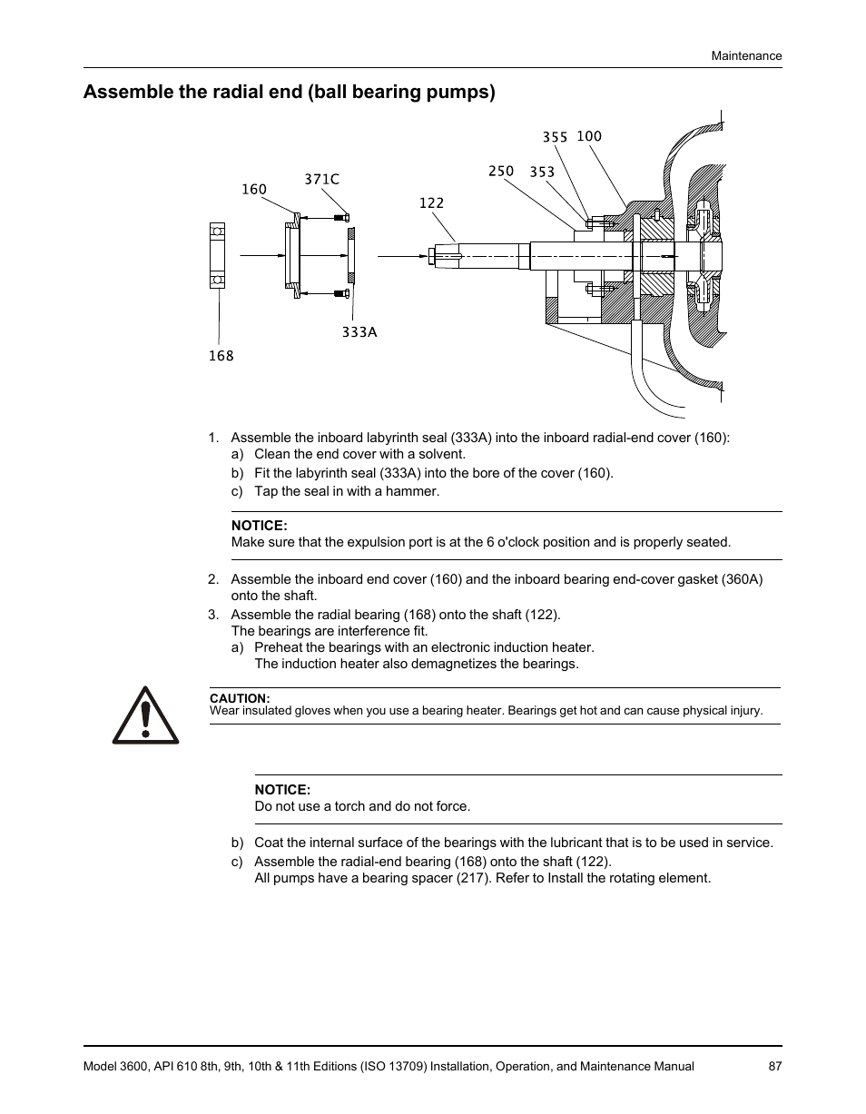 Assemble the radial end (ball bearing pumps) | Goulds Pumps 3600 - IOM User Manual | Page 89 / 110