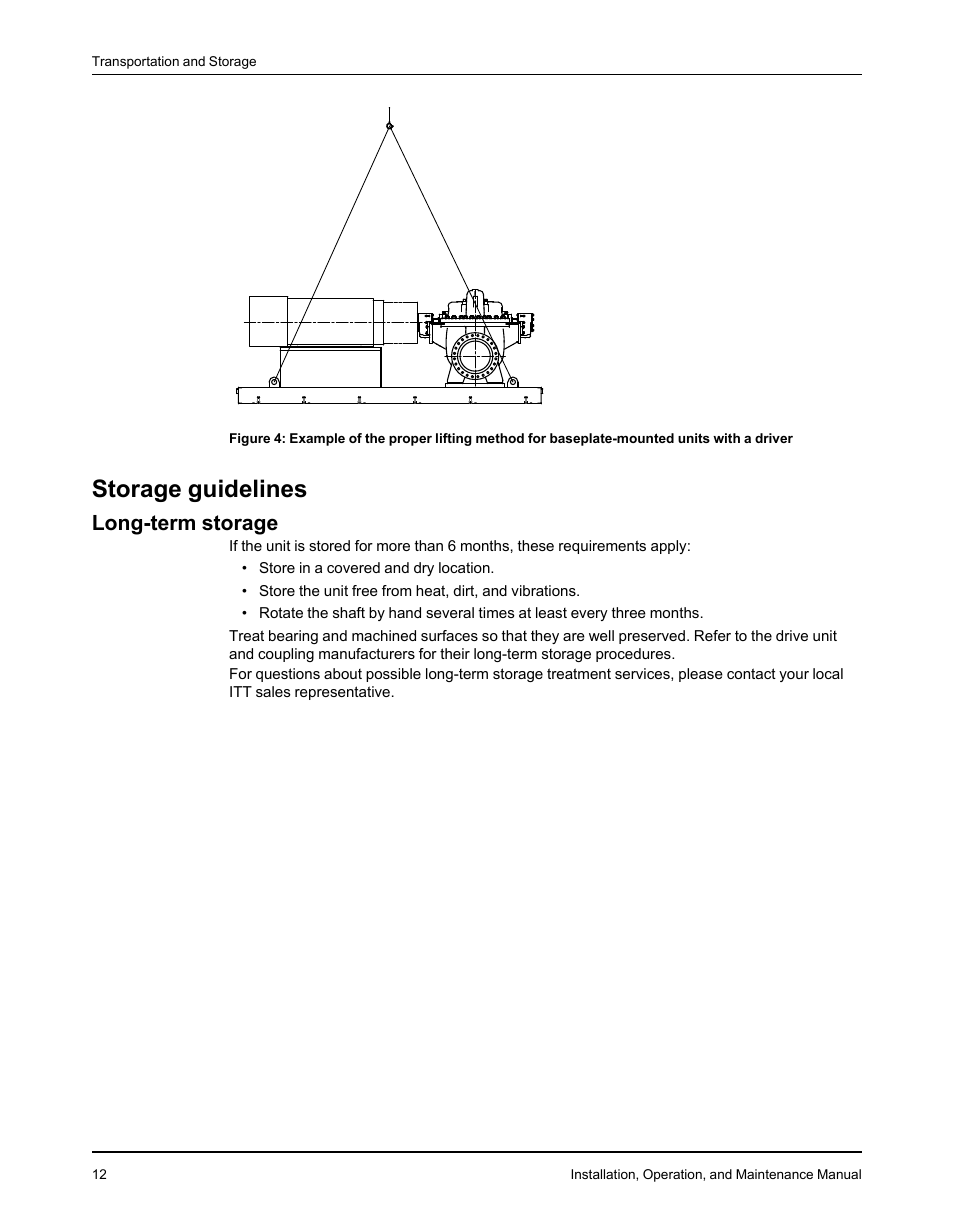 Storage guidelines, Long-term storage | Goulds Pumps 3610 - IOM User Manual | Page 14 / 98