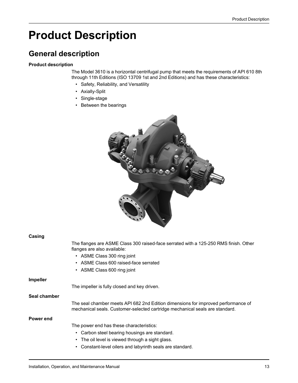 Product description, General description | Goulds Pumps 3610 - IOM User Manual | Page 15 / 98