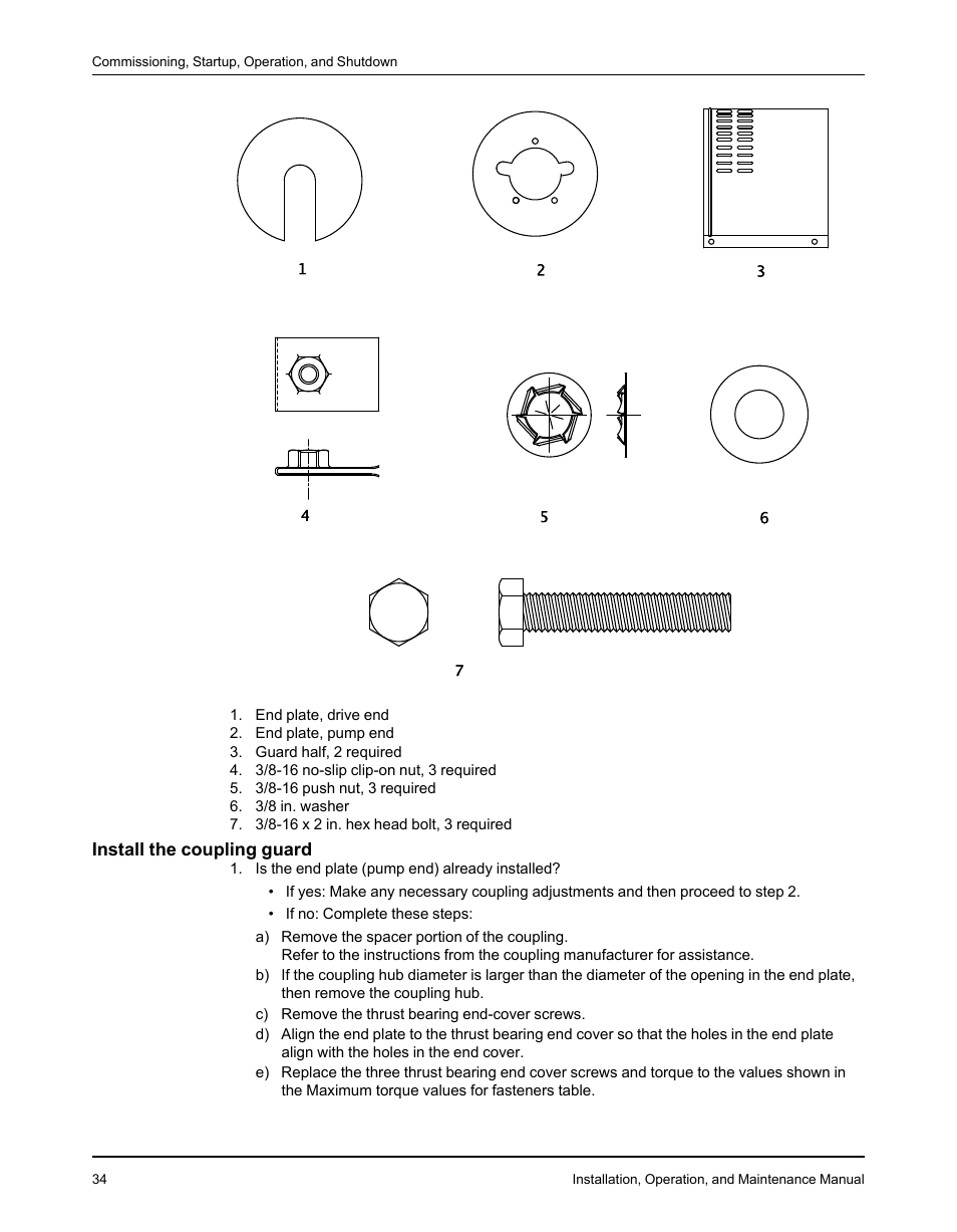 Install the coupling guard | Goulds Pumps 3610 - IOM User Manual | Page 36 / 98