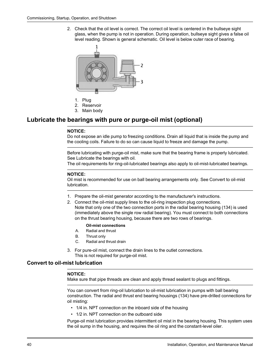 Convert to oil-mist lubrication | Goulds Pumps 3610 - IOM User Manual | Page 42 / 98