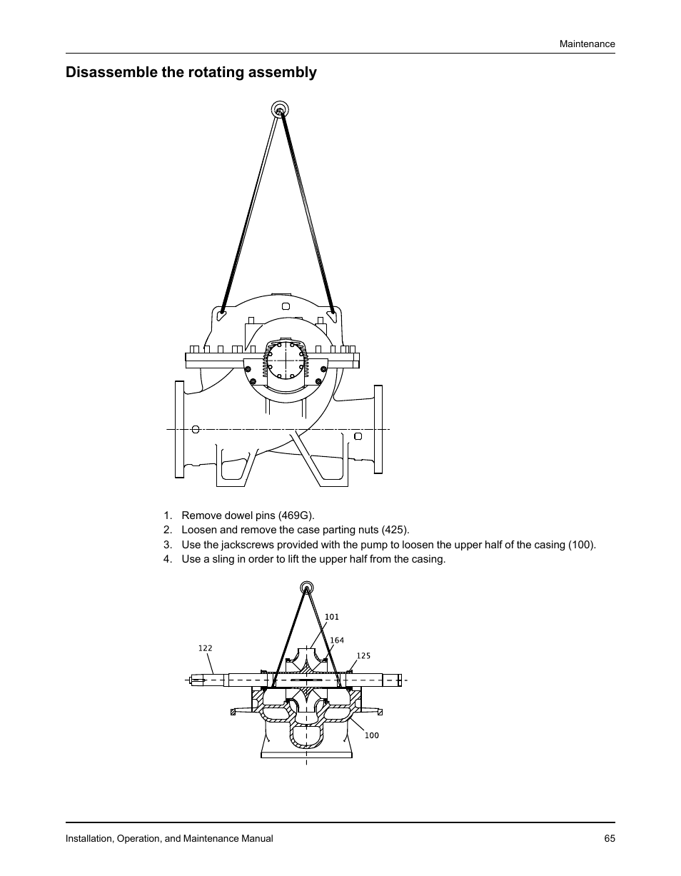 Disassemble the rotating assembly | Goulds Pumps 3610 - IOM User Manual | Page 67 / 98