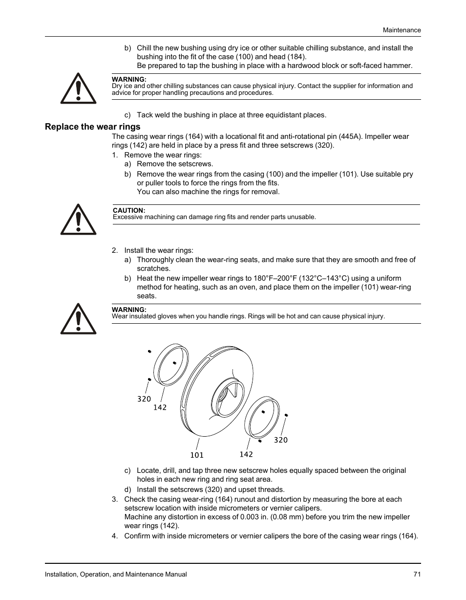 Replace the wear rings | Goulds Pumps 3610 - IOM User Manual | Page 73 / 98