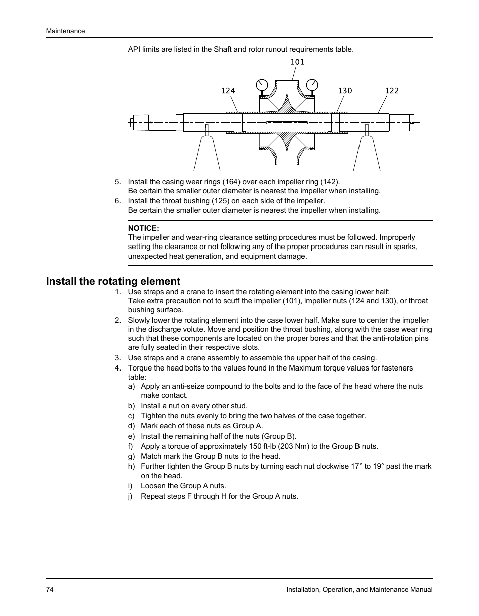 Install the rotating element | Goulds Pumps 3610 - IOM User Manual | Page 76 / 98