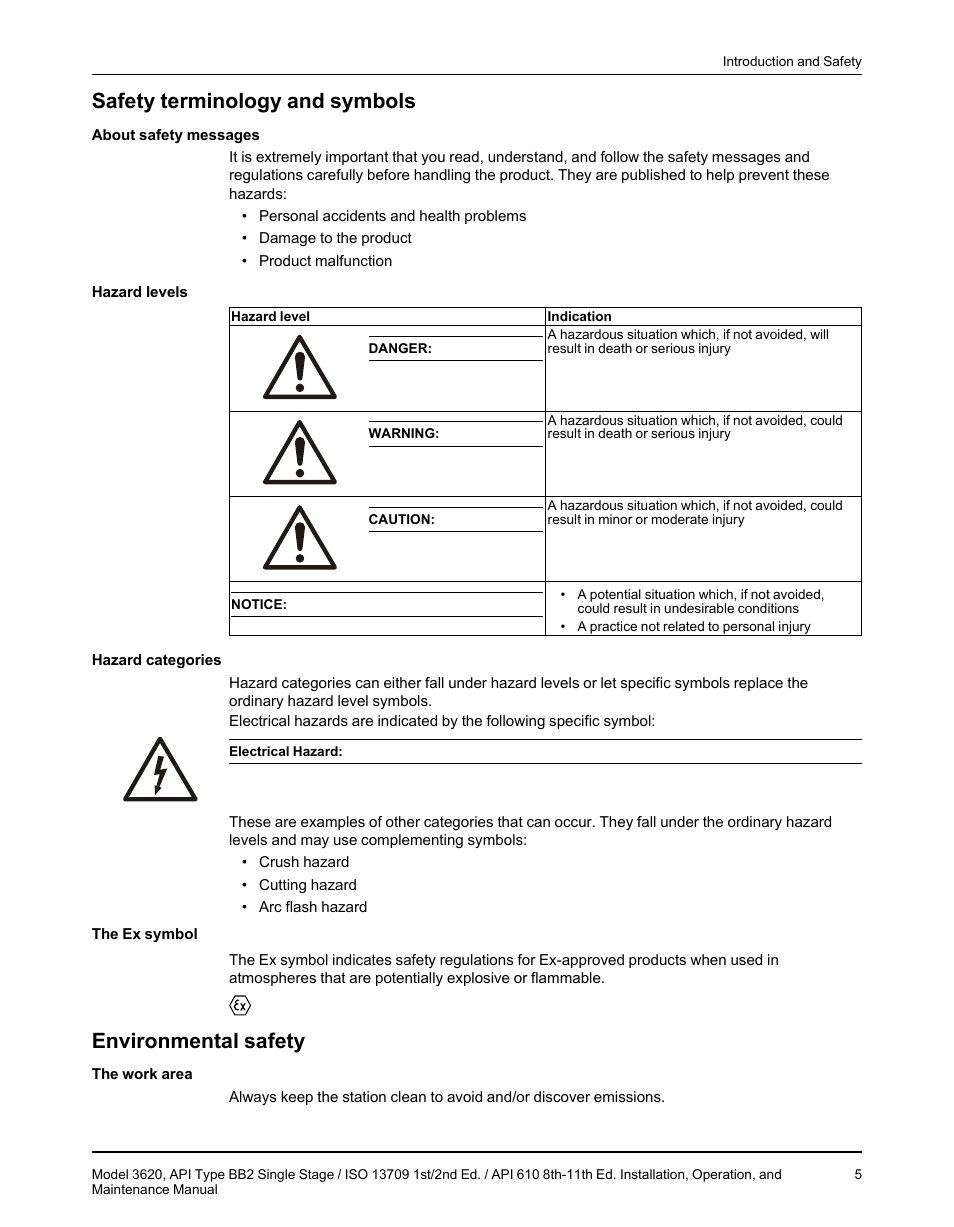 Safety terminology and symbols, Environmental safety | Goulds Pumps 3620 - IOM User Manual | Page 7 / 98