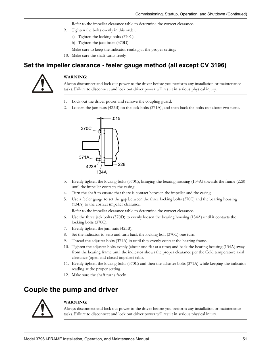 Couple the pump and driver | Goulds Pumps 3796 i-FRAME - IOM User Manual | Page 53 / 134