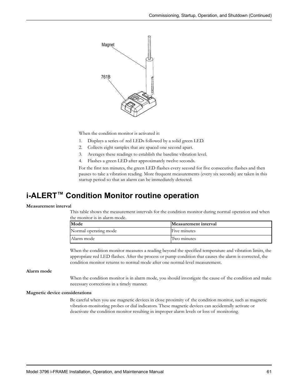 I-alert™ condition monitor routine operation, I-alert, Condition monitor routine operation | Goulds Pumps 3796 i-FRAME - IOM User Manual | Page 63 / 134