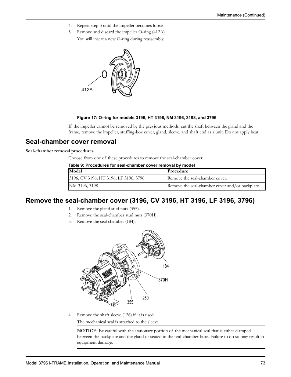 Seal-chamber cover removal | Goulds Pumps 3796 i-FRAME - IOM User Manual | Page 75 / 134