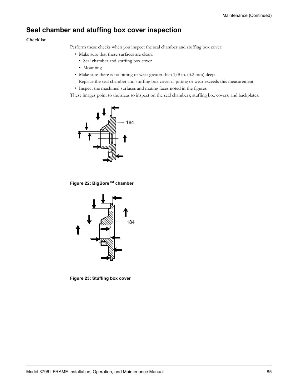 Seal chamber and stuffing box cover inspection | Goulds Pumps 3796 i-FRAME - IOM User Manual | Page 87 / 134