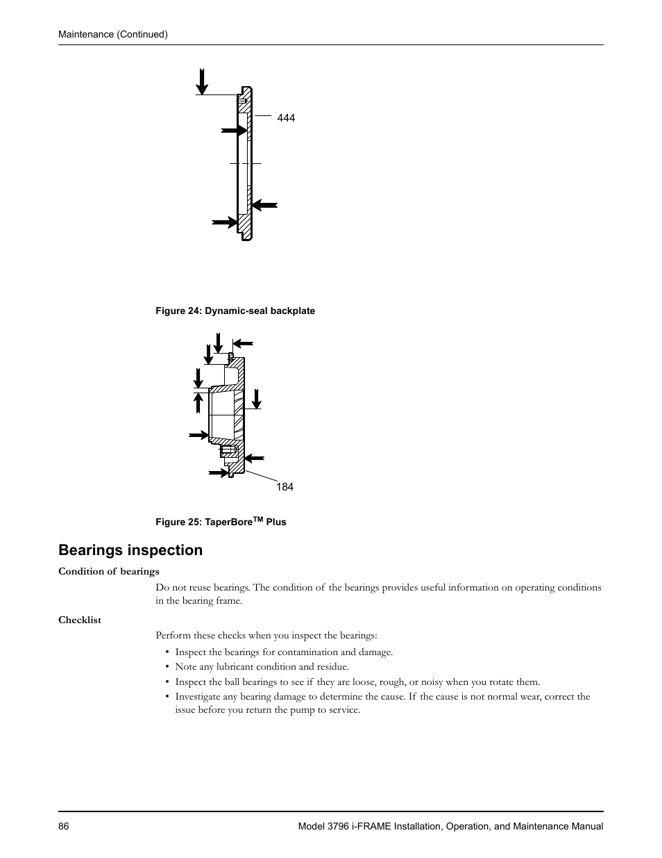 Bearings inspection | Goulds Pumps 3796 i-FRAME - IOM User Manual | Page 88 / 134