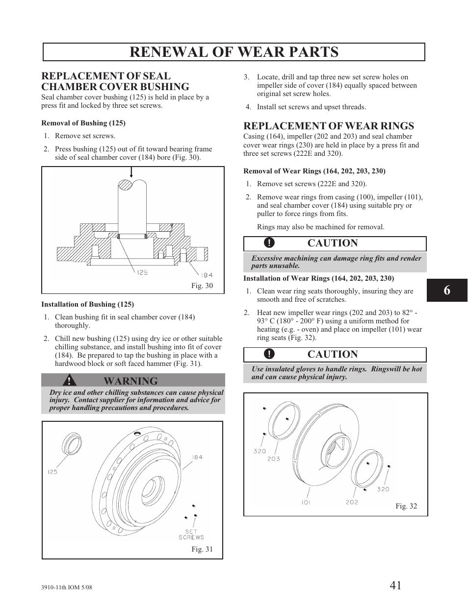 Renewal of wear parts | Goulds Pumps 3910 11th ed. - IOM User Manual | Page 41 / 80