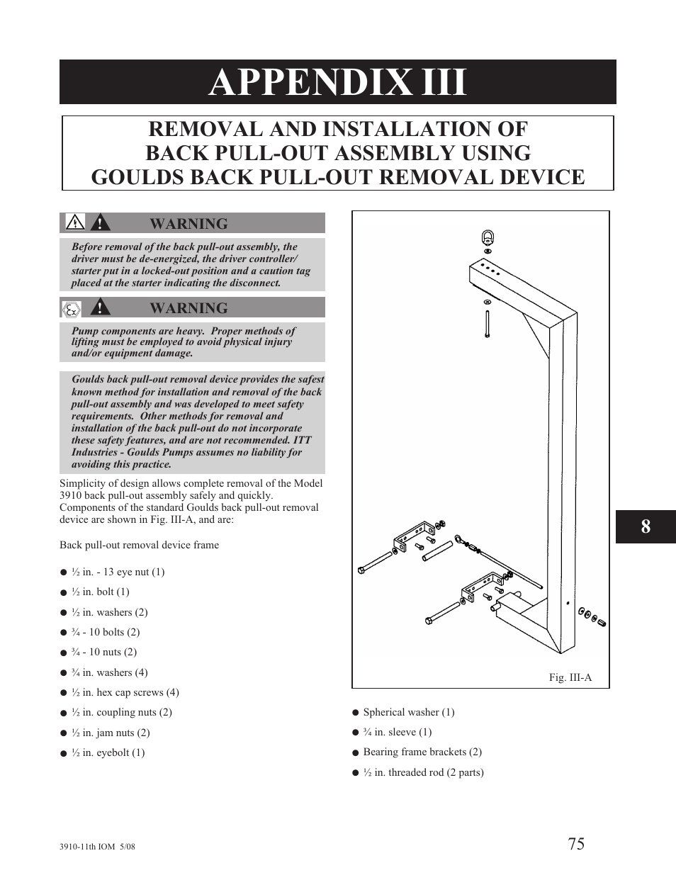 Appendix iii | Goulds Pumps 3910 11th ed. - IOM User Manual | Page 75 / 80