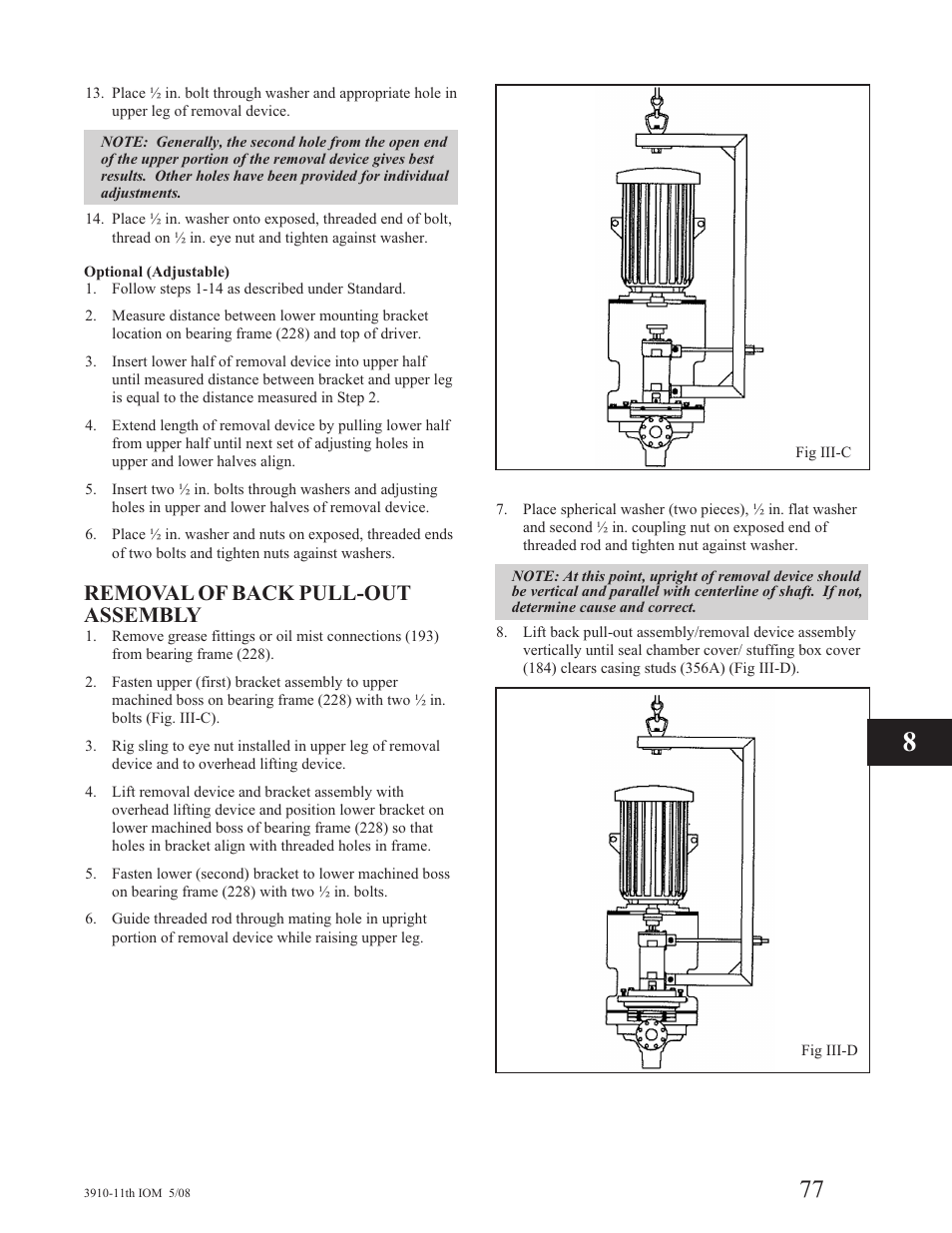 Removal of back pull-out assembly | Goulds Pumps 3910 11th ed. - IOM User Manual | Page 77 / 80