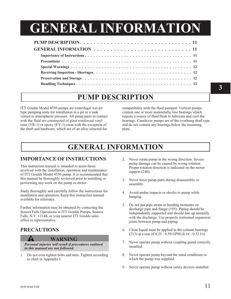 General information, Pump description | Goulds Pumps 4550 - IOM User Manual | Page 15 / 36