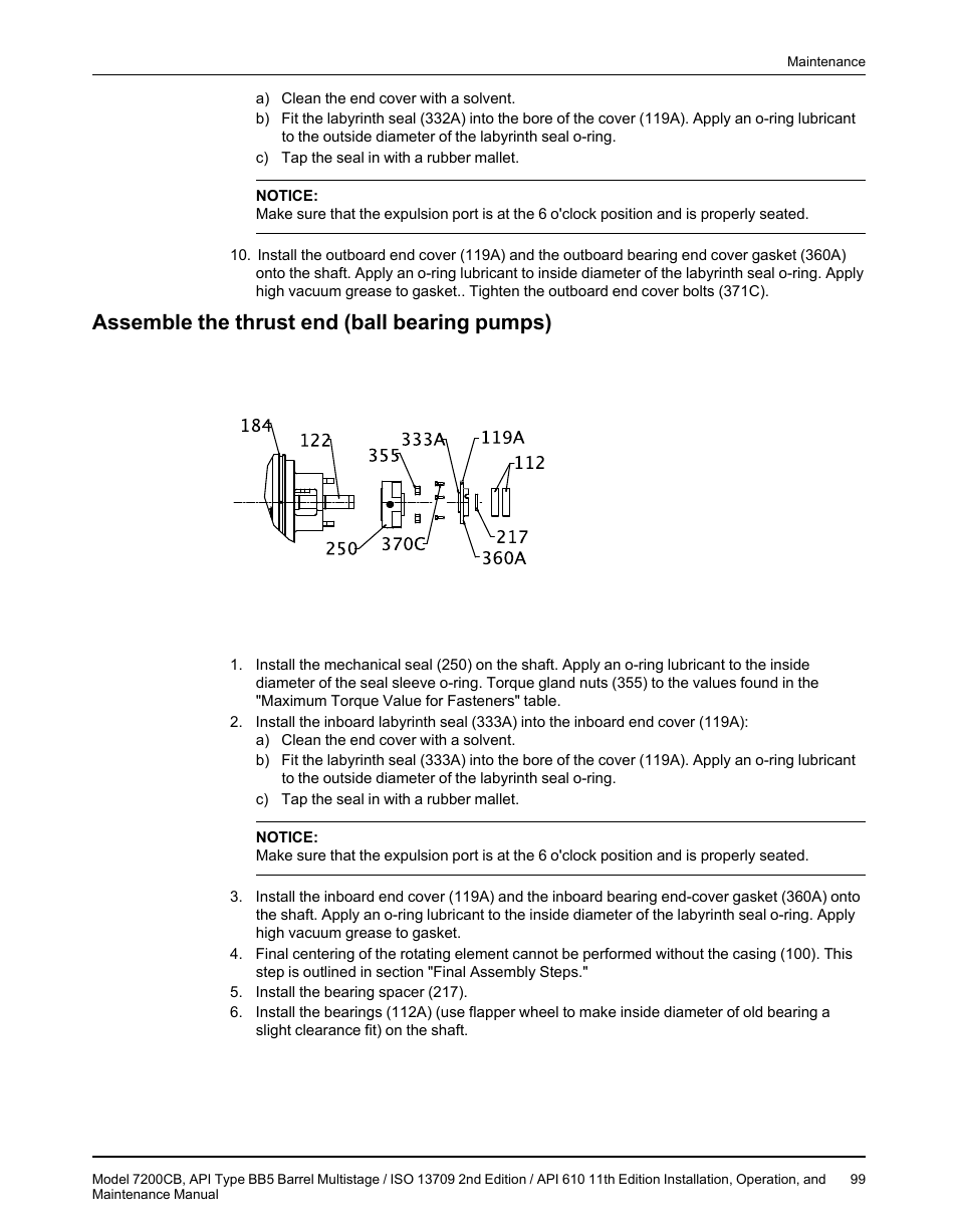 Assemble the thrust end (ball bearing pumps) | Goulds Pumps 7200CB - IOM User Manual | Page 101 / 132