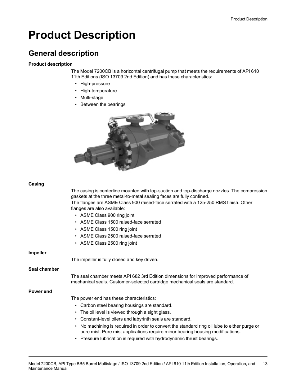 Product description, General description | Goulds Pumps 7200CB - IOM User Manual | Page 15 / 132