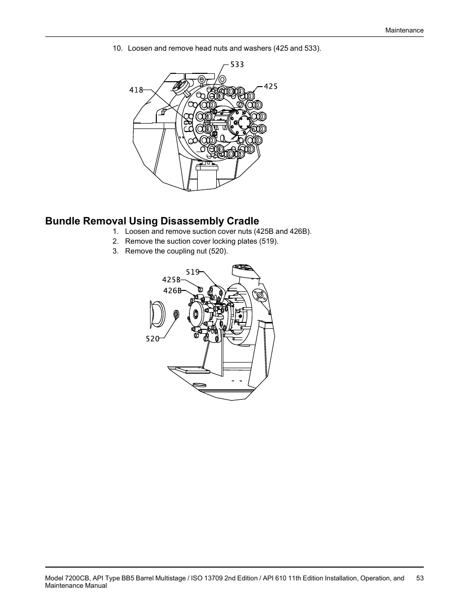 Bundle removal using disassembly cradle | Goulds Pumps 7200CB - IOM User Manual | Page 55 / 132