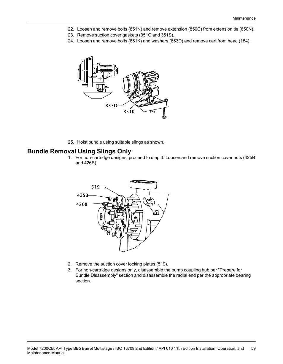 Bundle removal using slings only | Goulds Pumps 7200CB - IOM User Manual | Page 61 / 132