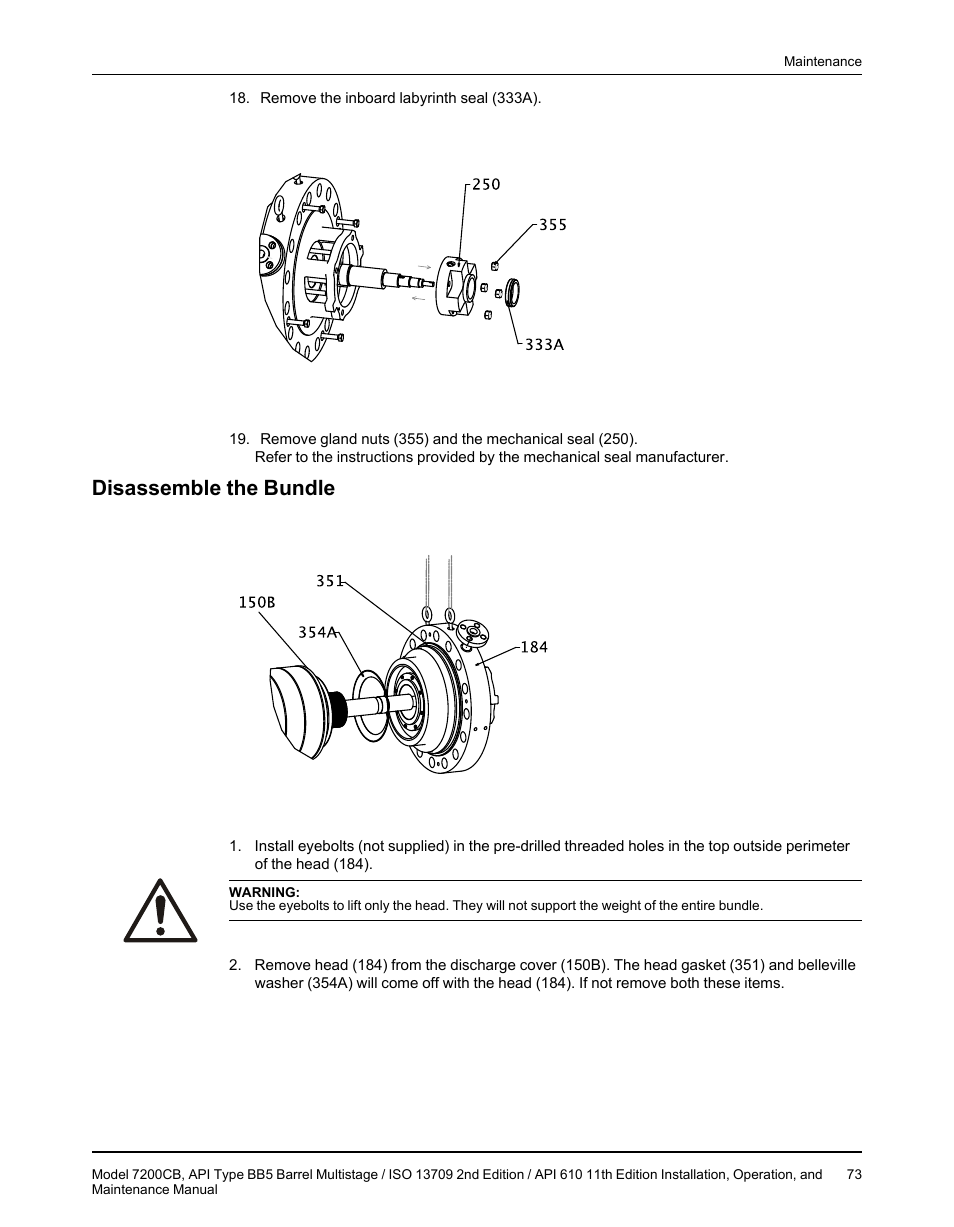 Disassemble the bundle | Goulds Pumps 7200CB - IOM User Manual | Page 75 / 132