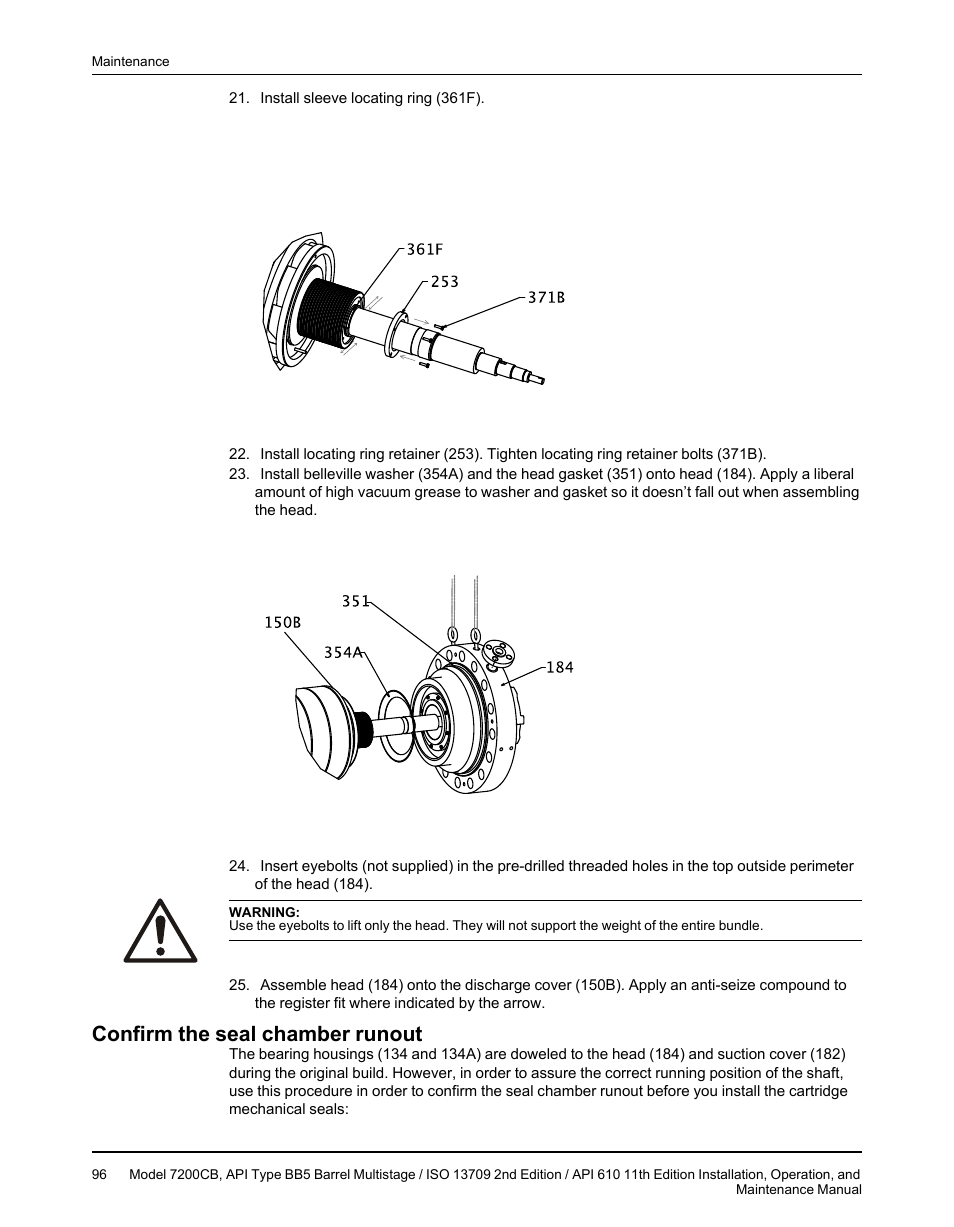 Confirm the seal chamber runout | Goulds Pumps 7200CB - IOM User Manual | Page 98 / 132