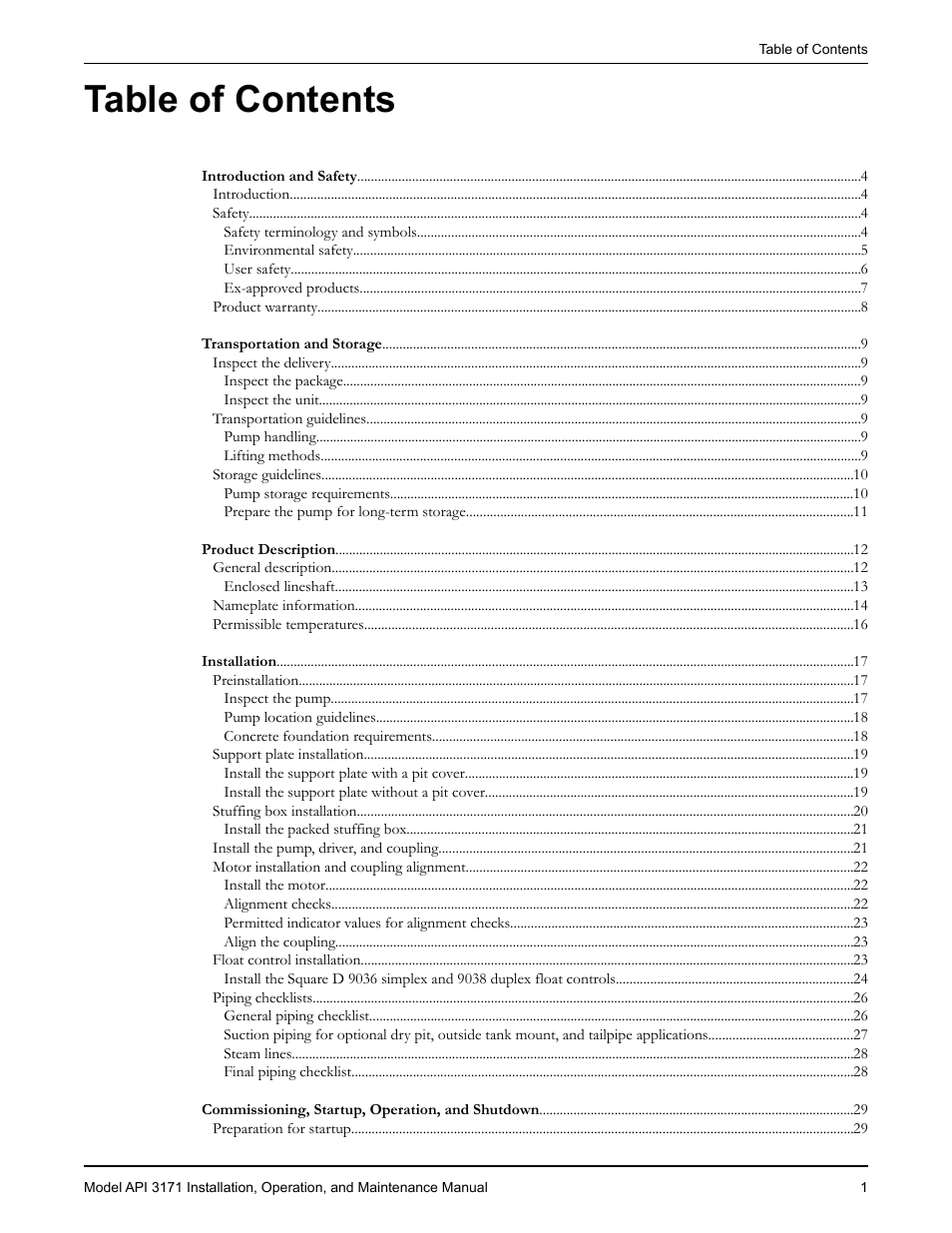 Goulds Pumps API 3171 - IOM User Manual | Page 3 / 66