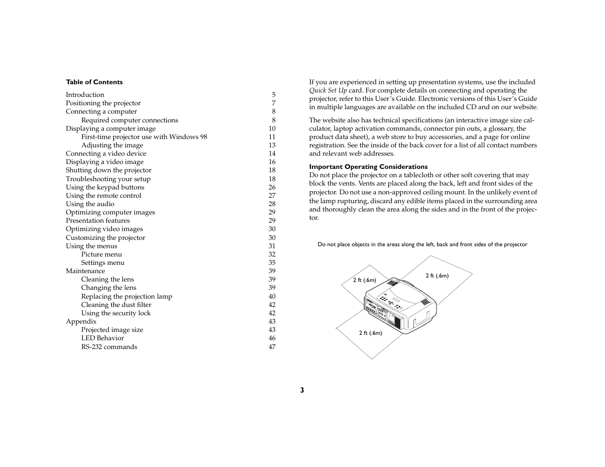 Ask Proxima C440/C450 User Manual | Page 5 / 61