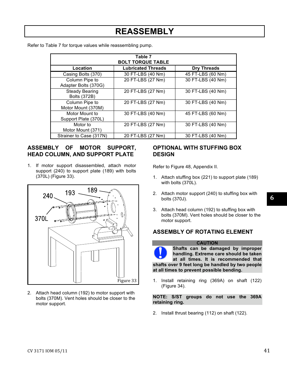 Reassembly | Goulds Pumps CV 3171 - IOM User Manual | Page 41 / 53