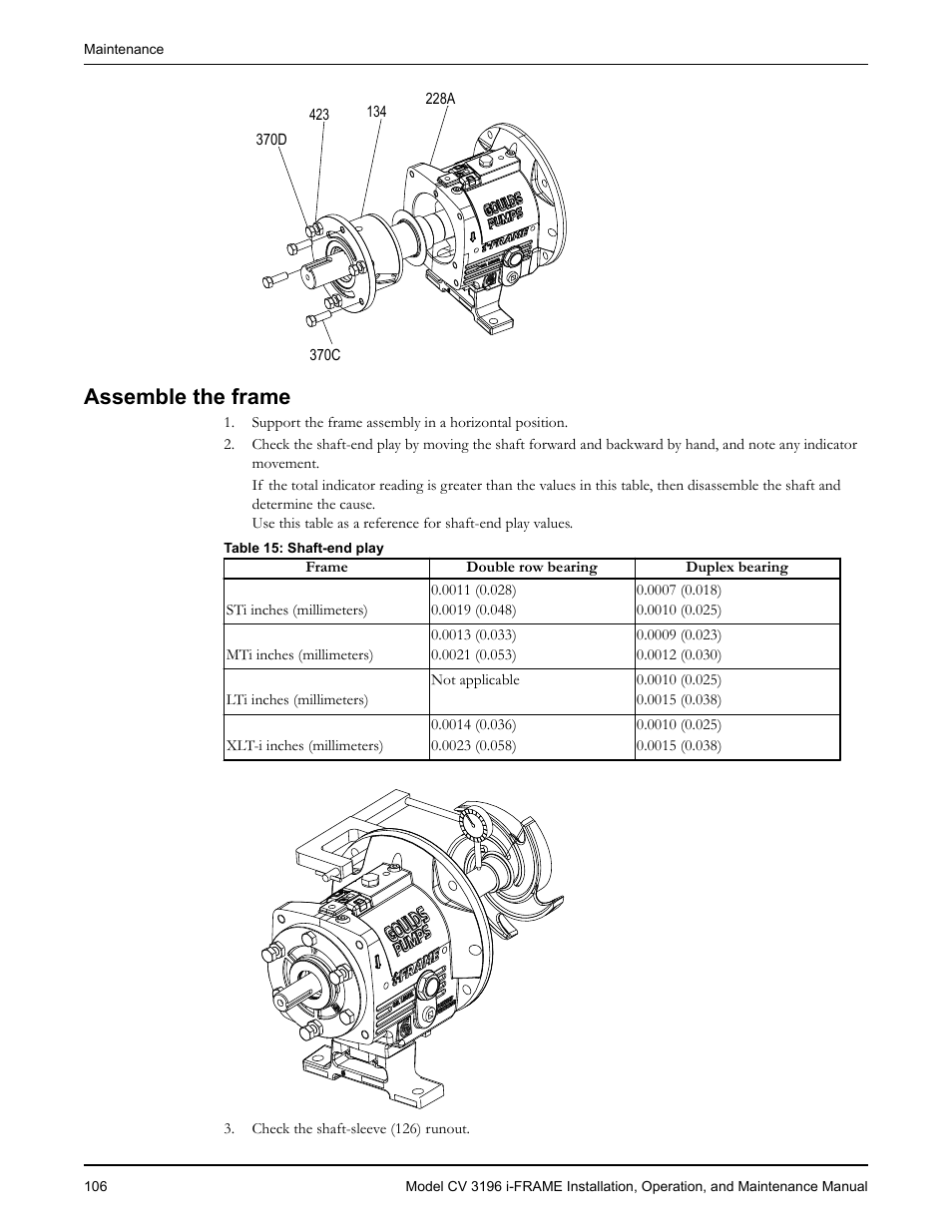 Assemble the frame | Goulds Pumps CV 3196 i-FRAME - IOM User Manual | Page 108 / 152