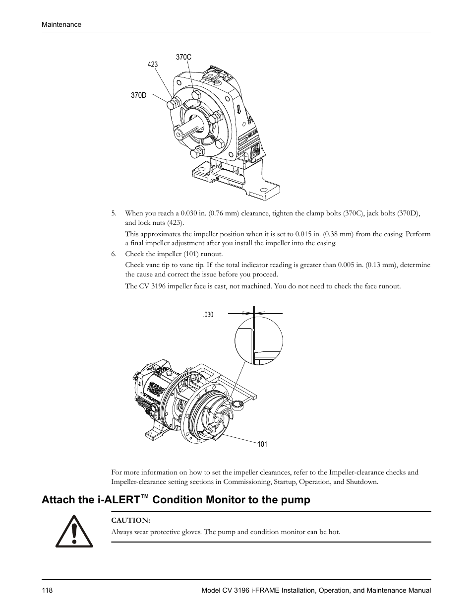 Attach the i-alert™ condition monitor to the pump, Attach the i-alert, Condition monitor to the pump | Goulds Pumps CV 3196 i-FRAME - IOM User Manual | Page 120 / 152