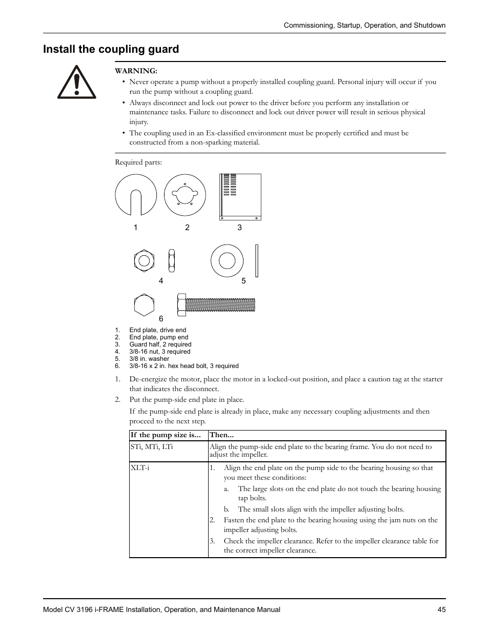 Install the coupling guard | Goulds Pumps CV 3196 i-FRAME - IOM User Manual | Page 47 / 152