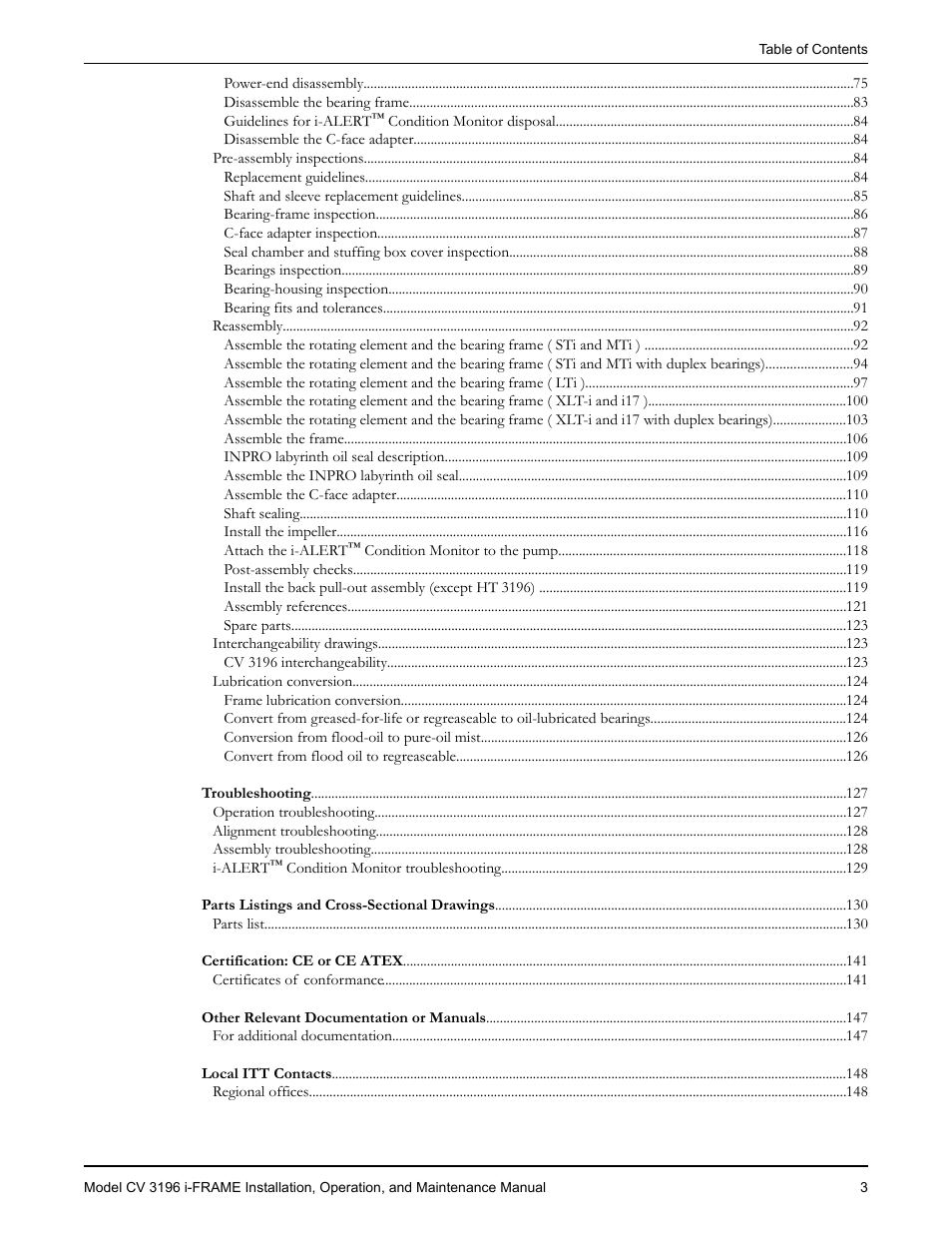 Goulds Pumps CV 3196 i-FRAME - IOM User Manual | Page 5 / 152