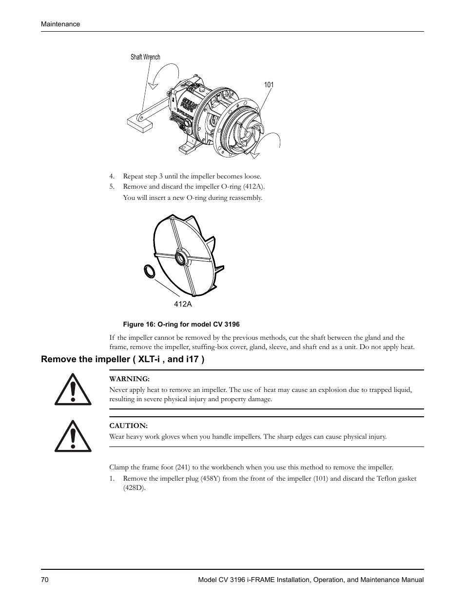 Remove the impeller ( xlt-i , and i17 ) | Goulds Pumps CV 3196 i-FRAME - IOM User Manual | Page 72 / 152
